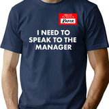 Hello My Name Is Karen I Need To Speak To Manager Funny Halloween Costume T-Shirt for Men & Women, T-Shirts Graphic Tee - Navy