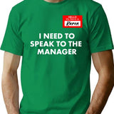 Hello My Name Is Karen I Need To Speak To Manager Funny Halloween Costume T-Shirt for Men & Women, T-Shirts Graphic Tee - Green