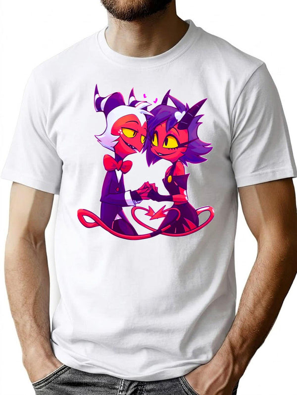 Helluva Boss Millie And Moxxie Premium Heavyweight Cotton T-Shirt - White