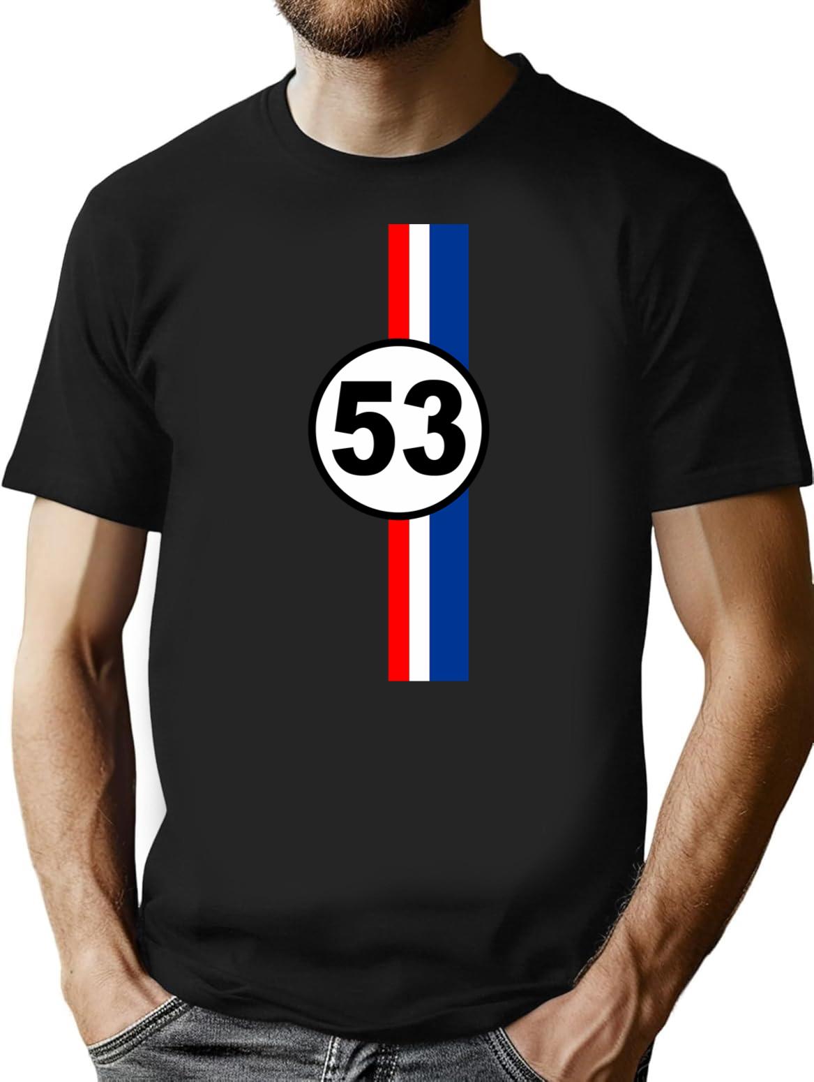 Herbie Car 53 - Vintage Bug - Vintage Car - Retro Car T-Shirt for Men & Women, T-Shirts Graphic Tee - Black