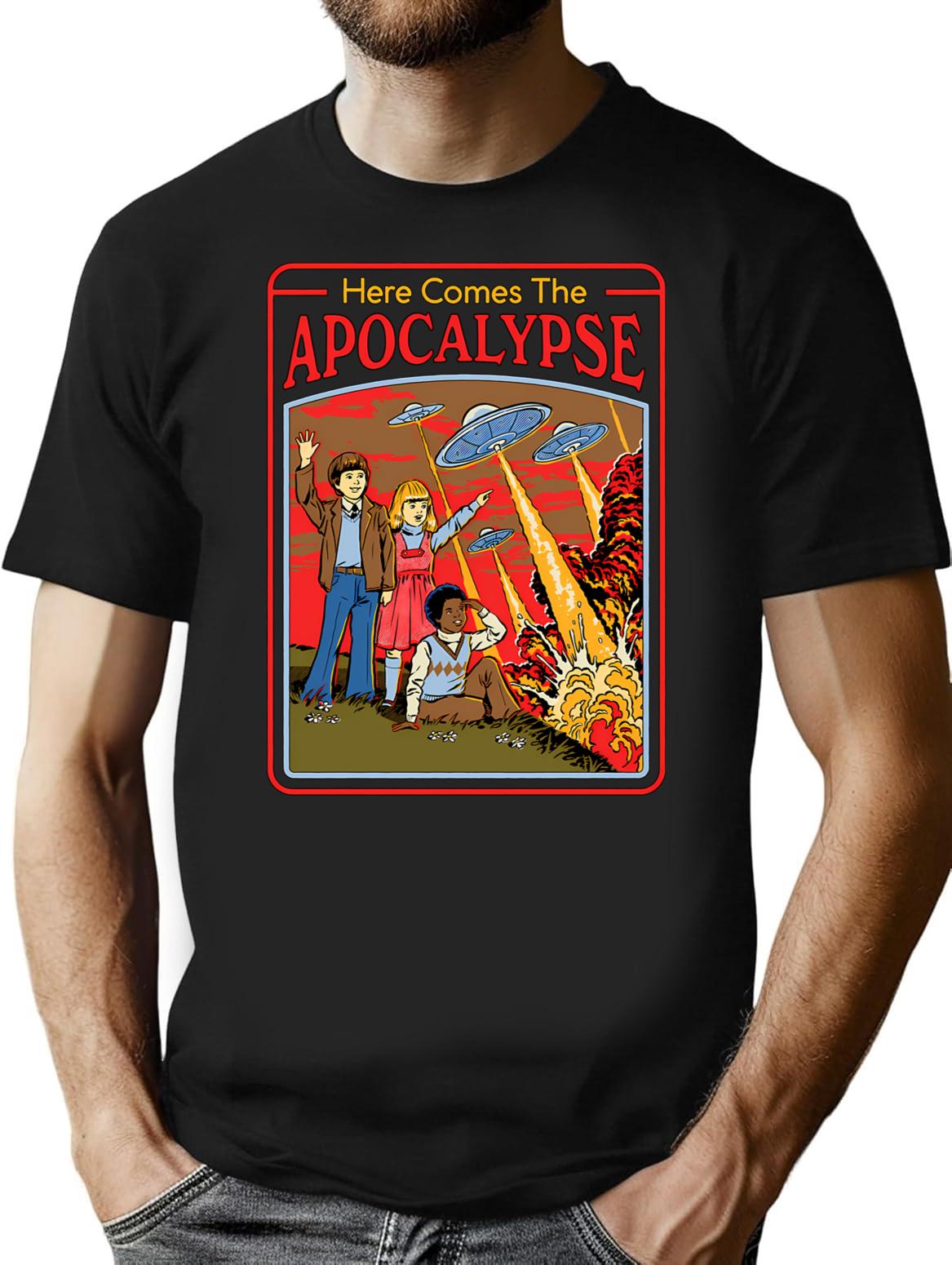 Here Comes The Apocalypse T-Shirt for Men & Women, T-Shirts Graphic Tee - Black