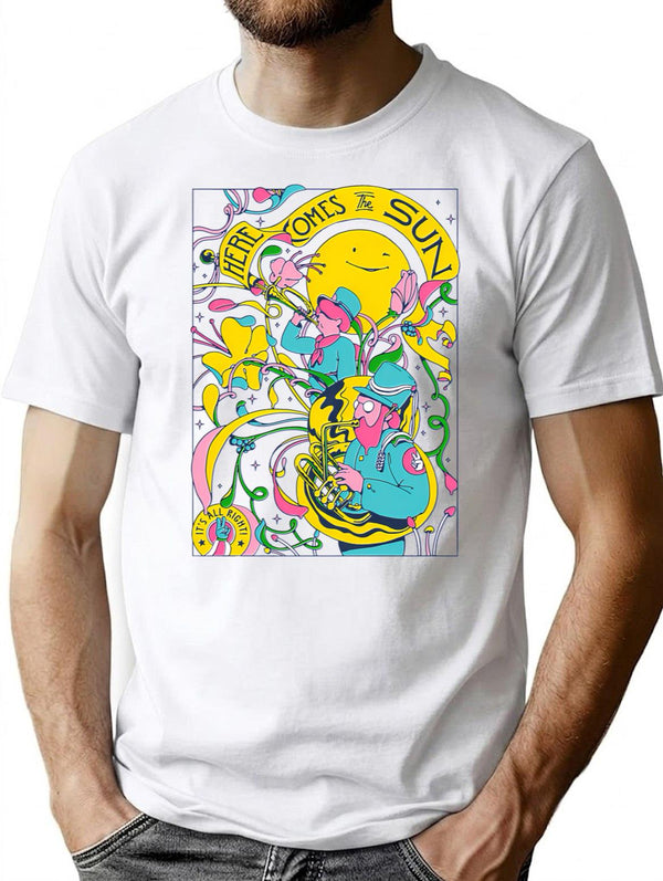 Here Comes The Sun T-Shirt for Men & Women, T-Shirts Graphic Tee - White