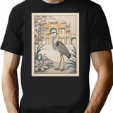 Heron Intricate Nature Sketch T-Shirt for Men & Women, T-Shirts Graphic Tee - Black