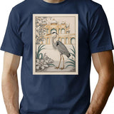 Heron Intricate Nature Sketch T-Shirt for Men & Women, T-Shirts Graphic Tee - Navy