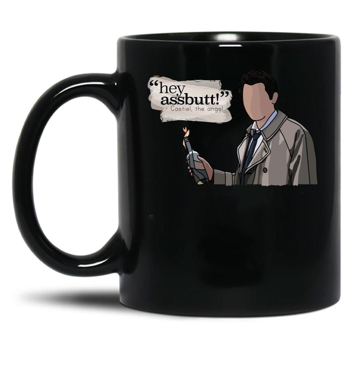 Hey Assbutt - Castiel Black Coffee Mug, Gift Coffee Mug