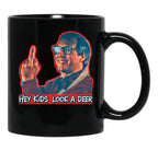Hey Kids Look A Deer Christmas Vacation Black Coffee Mug, Gift Coffee Mug - Black