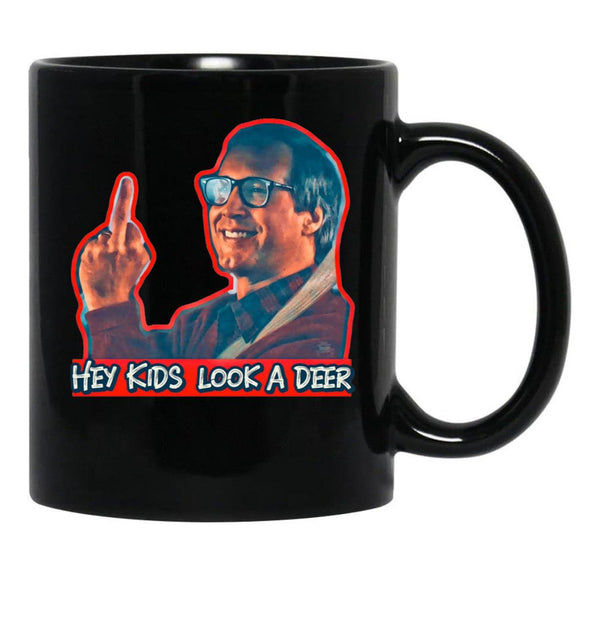 Hey Kids Look A Deer Christmas Vacation Black Coffee Mug, Gift Coffee Mug - Black
