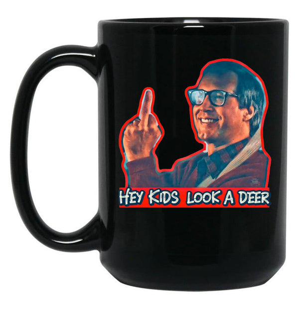 Hey Kids Look A Deer Christmas Vacation Black Coffee Mug, Gift Coffee Mug - Black
