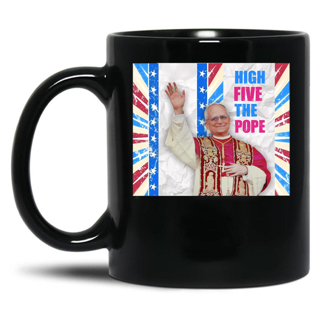 High Five From The Pope Black Coffee Mug