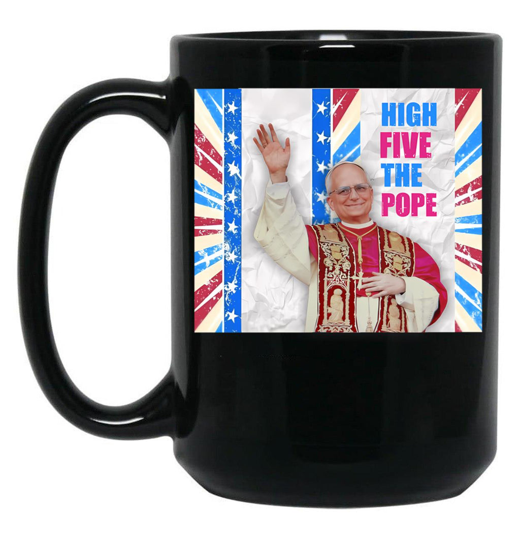 High Five From The Pope Black Coffee Mug