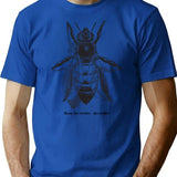 Honey Bee - Vintage Scientific Illustration T-Shirt for Men & Women, T-Shirts Graphic Tee - Blue