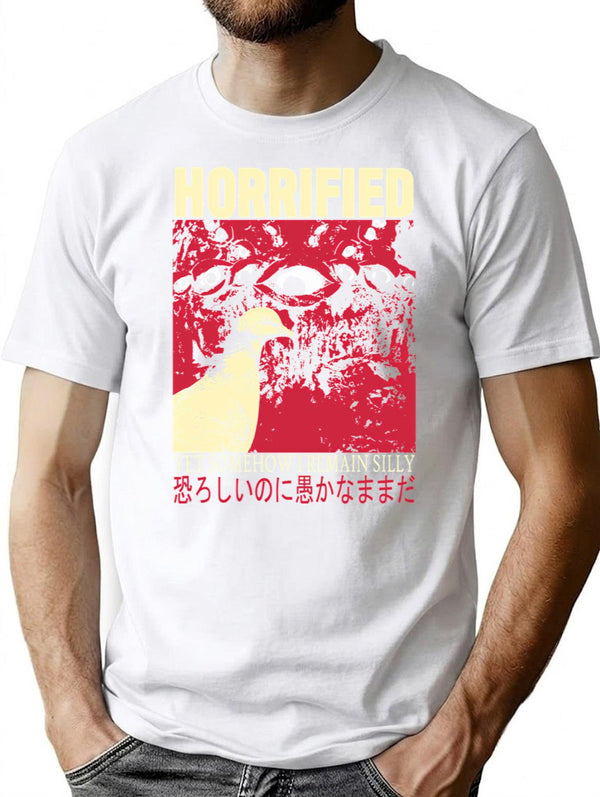 Horrified Pigeon T-Shirt for Men & Women, T-Shirts Graphic Tee - White