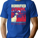 Horrified Pigeon T-Shirt for Men & Women, T-Shirts Graphic Tee - Blue