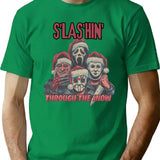 Horror Guys Christmas Shirt Slashin Through The Snow Christmas Sweatshirt Horror Movie Character Holiday Hoodie Funny Santa Christmas Tee T-Shirt for Men & Women, T-Shirts Graphic Tee - Green