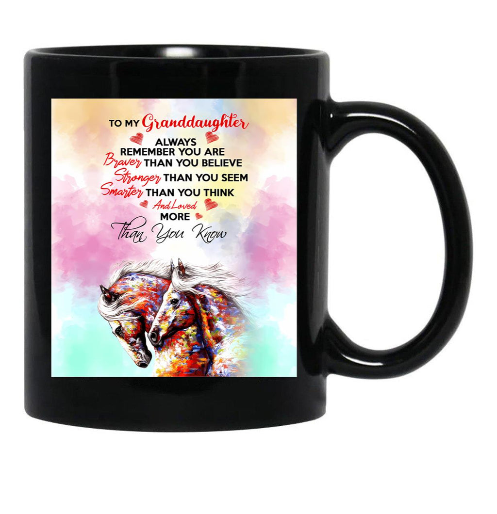 Horse Granddaughter You Are Loved More Than You Know Black Coffee Mug, Gift Coffee Mug - Black
