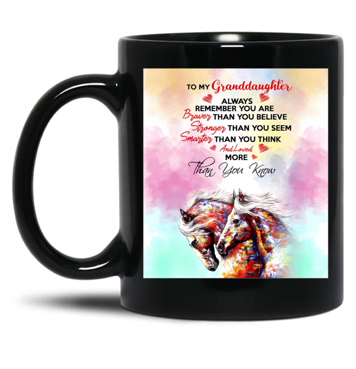 Horse Granddaughter You Are Loved More Than You Know Black Coffee Mug, Gift Coffee Mug