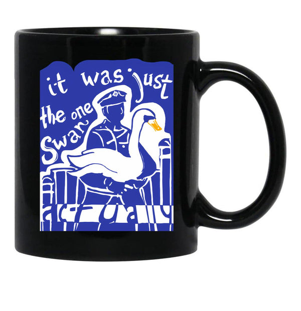 Hot Fuzz Swan Black Coffee Mug, Gift Coffee Mug - Black