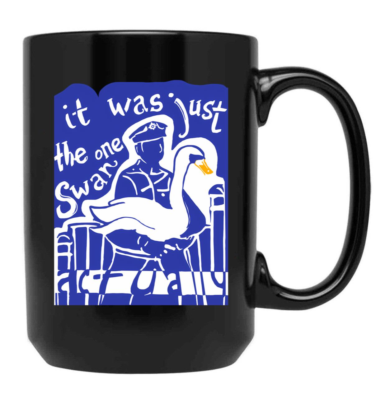Hot Fuzz Swan Black Coffee Mug, Gift Coffee Mug