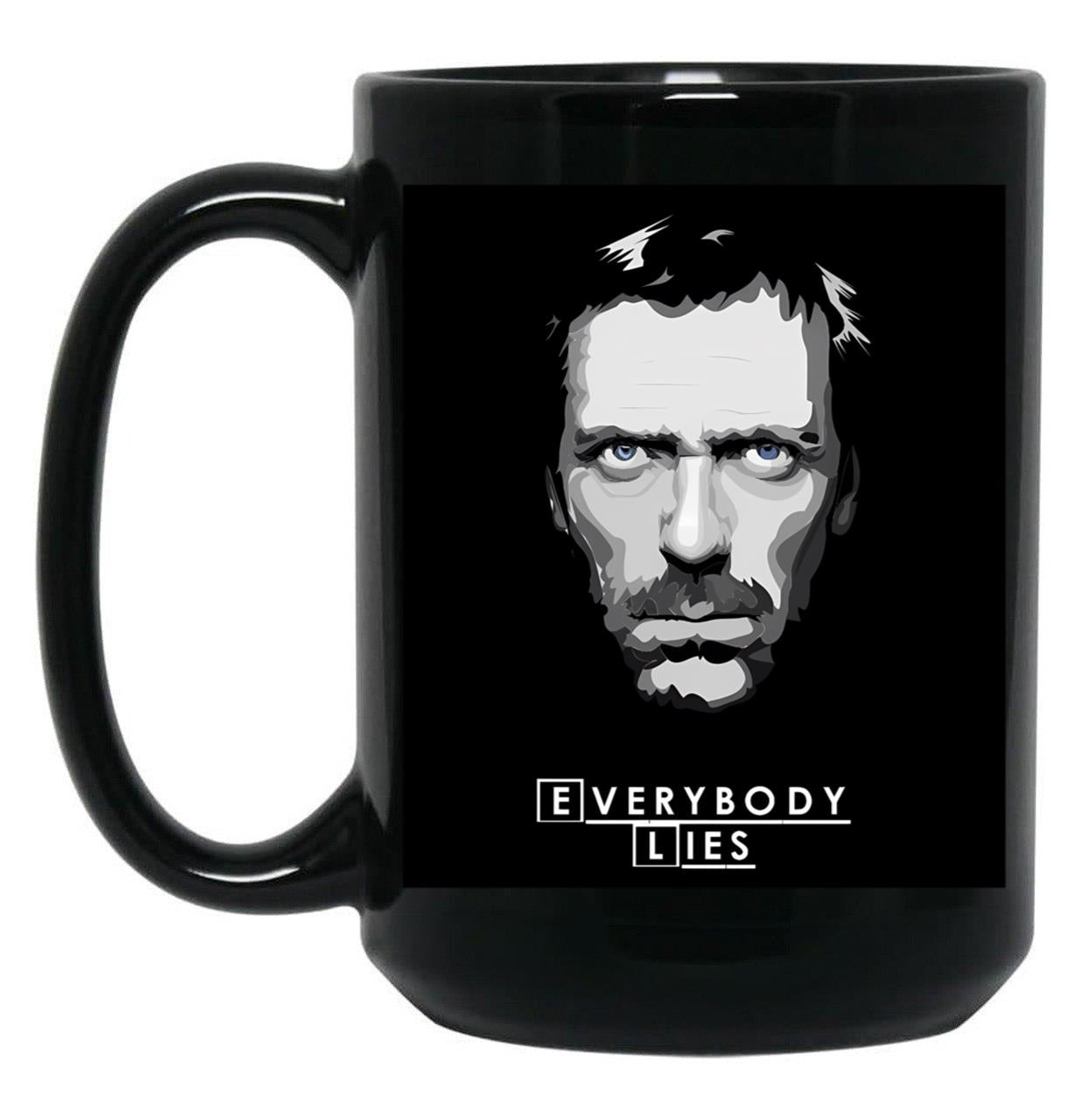 House M.D. - Everybody Lies Ex Black Coffee Mug, Gift Coffee Mug