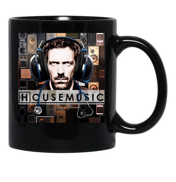 House Music With Dr. House Black Coffee Mug, Gift Coffee Mug - Black