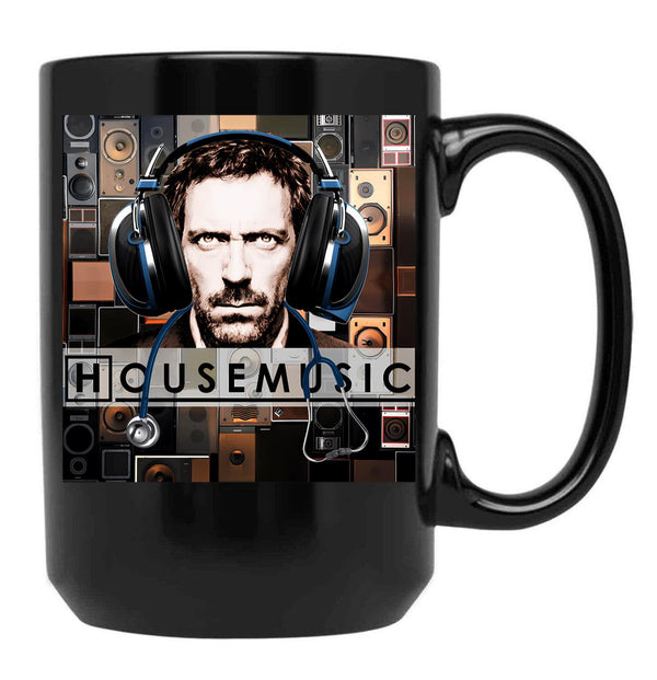 House Music With Dr. House Black Coffee Mug, Gift Coffee Mug