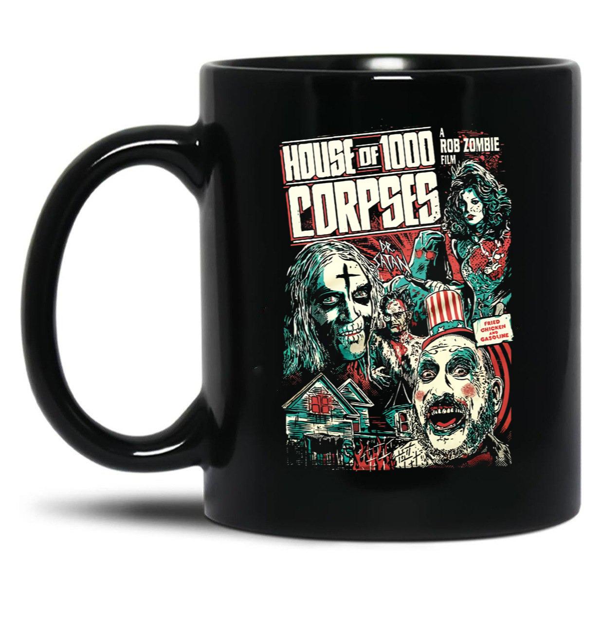 House of 1000 Corpses Fried Chicken and Gasoline Black Coffee Mug, Gift Coffee Mug