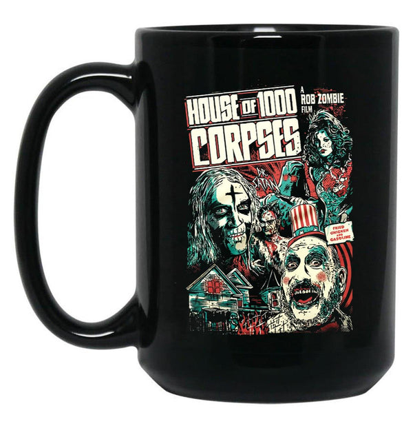 House of 1000 Corpses Fried Chicken and Gasoline Black Coffee Mug, Gift Coffee Mug - Black