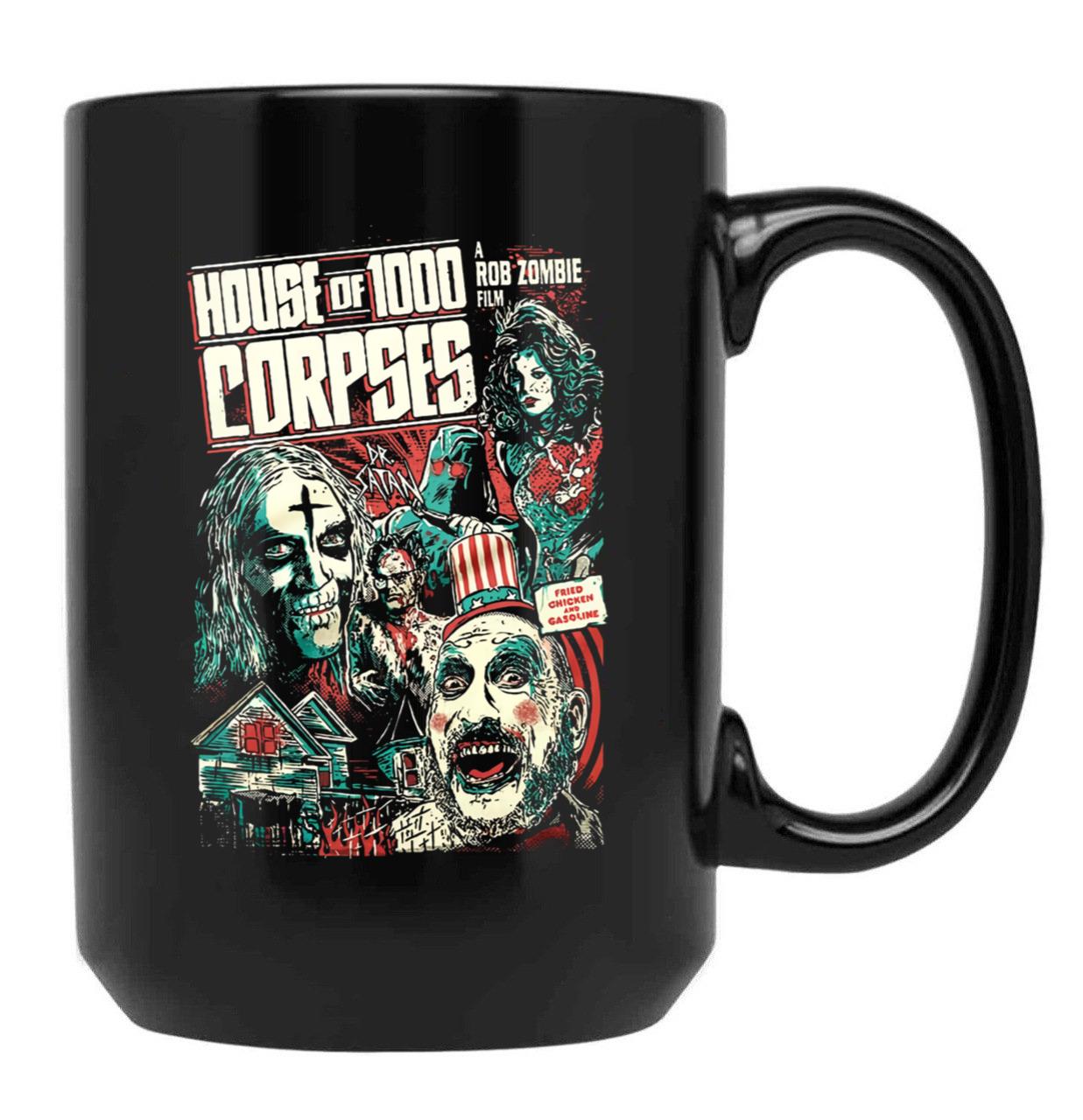 House of 1000 Corpses Fried Chicken and Gasoline Black Coffee Mug, Gift Coffee Mug