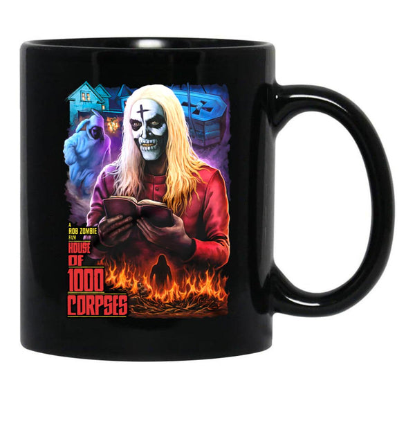 House of 1000 Corpses No Funny Books Black Coffee Mug, Gift Coffee Mug - Black