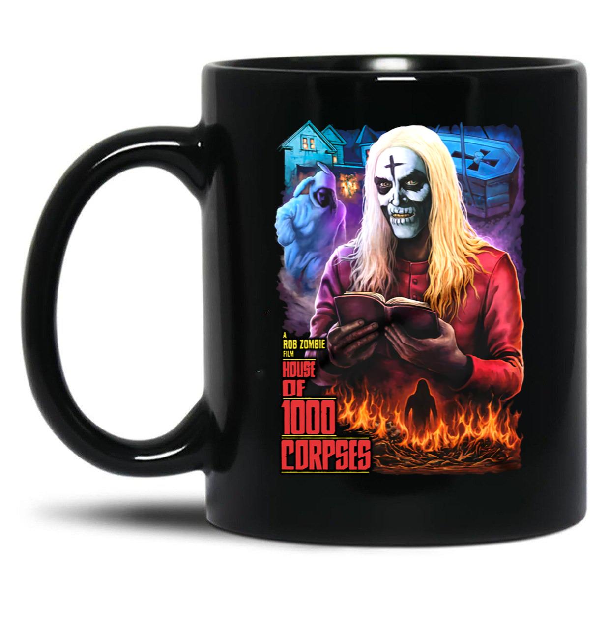 House of 1000 Corpses No Funny Books Black Coffee Mug, Gift Coffee Mug