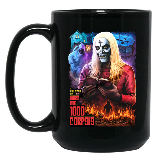 House of 1000 Corpses No Funny Books Black Coffee Mug, Gift Coffee Mug - Black