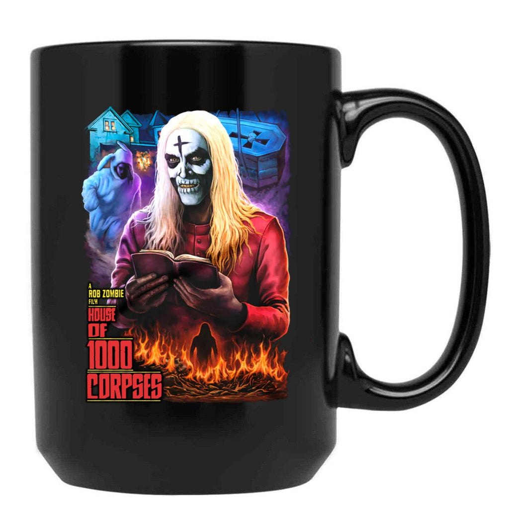 House of 1000 Corpses No Funny Books Black Coffee Mug, Gift Coffee Mug