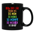 How Did I Go From Ma To Mom To Mama To Mommy To Mother To Bruh Black Gift Coffee Mug - Black