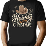 Howdy Western Christmas T-Shirt for Men & Women, T-Shirts Graphic Tee - Black