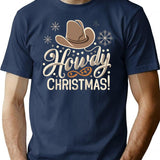 Howdy Western Christmas T-Shirt for Men & Women, T-Shirts Graphic Tee - Navy