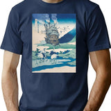 Howl'S Castle And Japanese T-Shirt for Men & Women, T-Shirts Graphic Tee - Navy