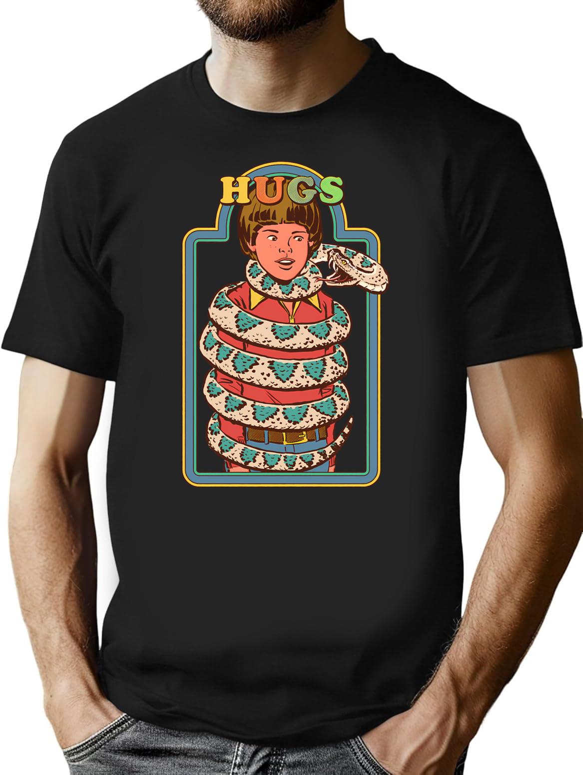 Hugsss T-Shirt for Men & Women, T-Shirts Graphic Tee - Black