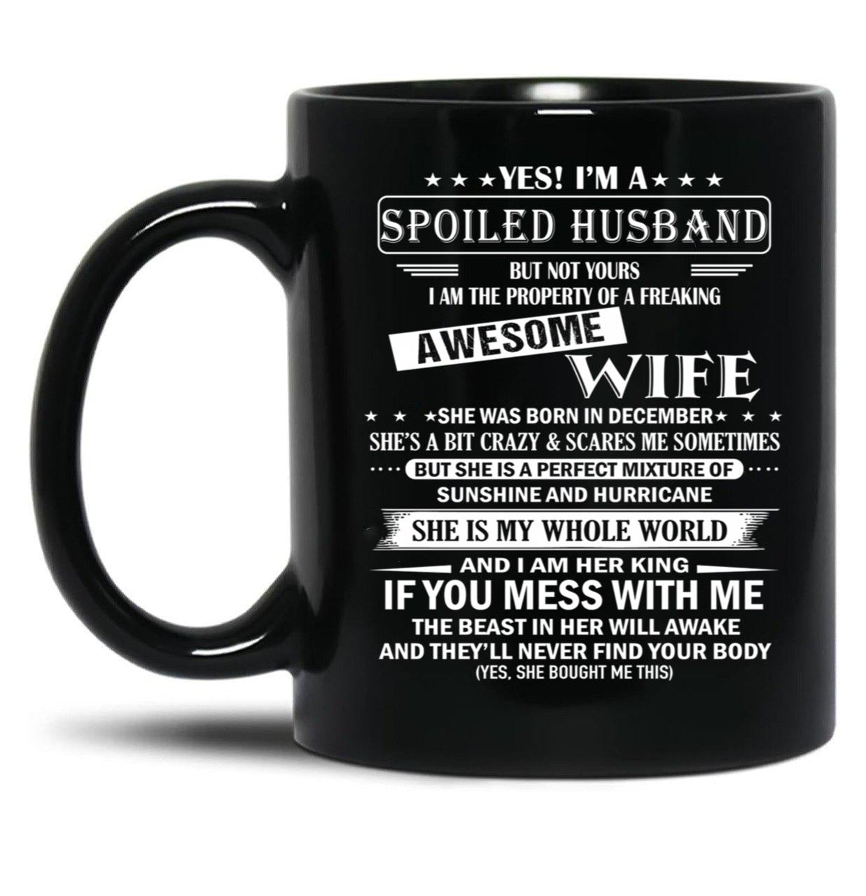 Husband Birthday December Black Coffee Mug, Gift Coffee Mug