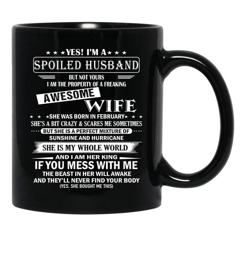 Husband Birthday February Black Gift Coffee Mug - Black