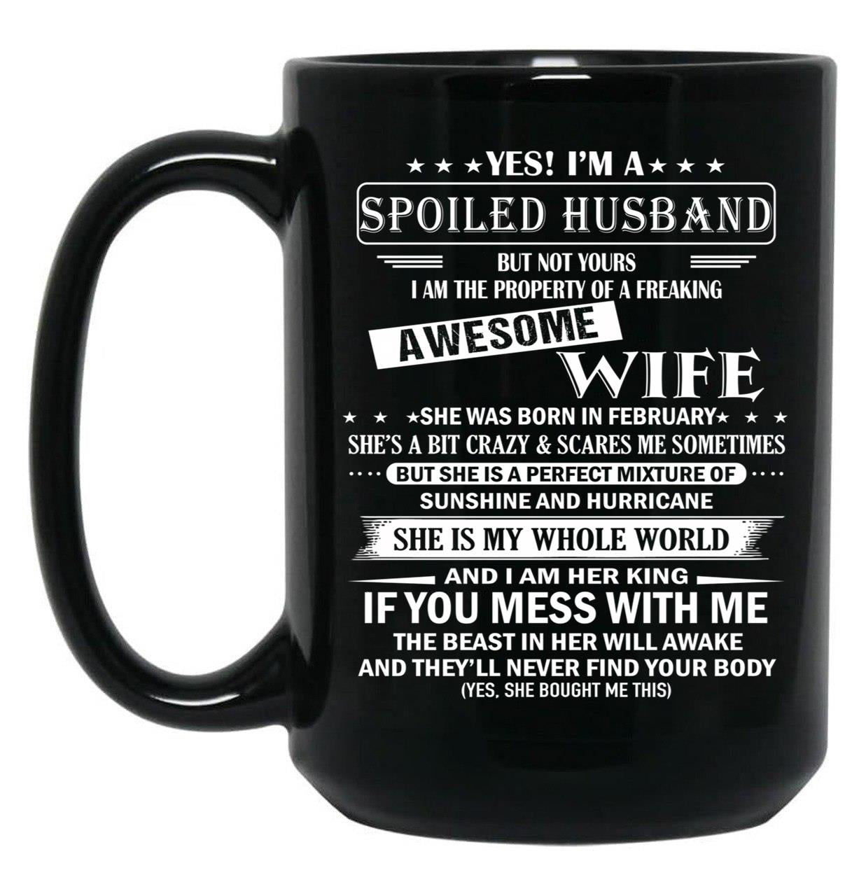 Husband Birthday February Black Gift Coffee Mug