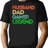 Husband Dad Gamer Legend Gamer Father Gifts T-Shirt for Men & Women, T-Shirts Graphic Tee - Black