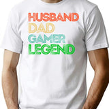 Husband Dad Gamer Legend Gamer Father Gifts T-Shirt for Men & Women, T-Shirts Graphic Tee - White