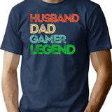 Husband Dad Gamer Legend Gamer Father Gifts T-Shirt for Men & Women, T-Shirts Graphic Tee - Navy
