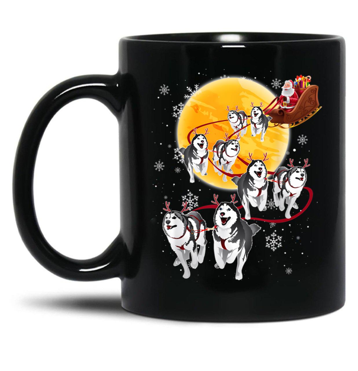 Husky Christmas Black Gift Coffee Mug