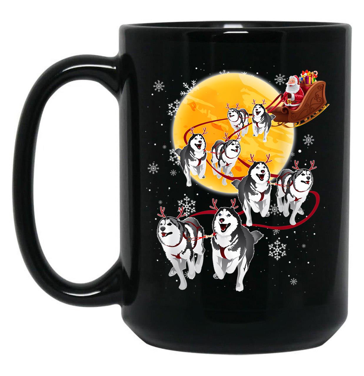Husky Christmas Black Gift Coffee Mug