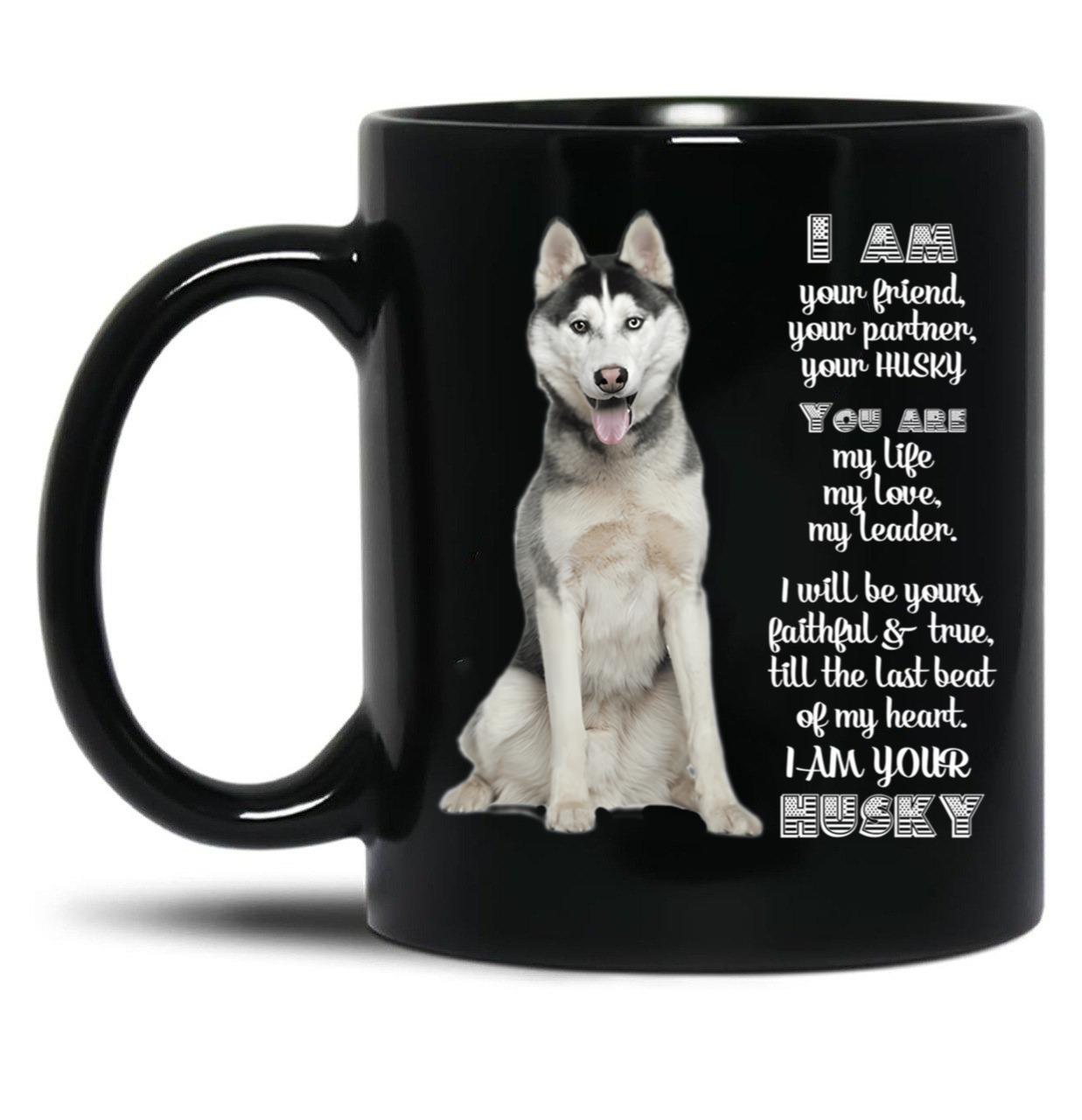 Husky Dog Lover Black Coffee Mug, Gift Coffee Mug