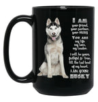 Husky Dog Lover Black Coffee Mug, Gift Coffee Mug