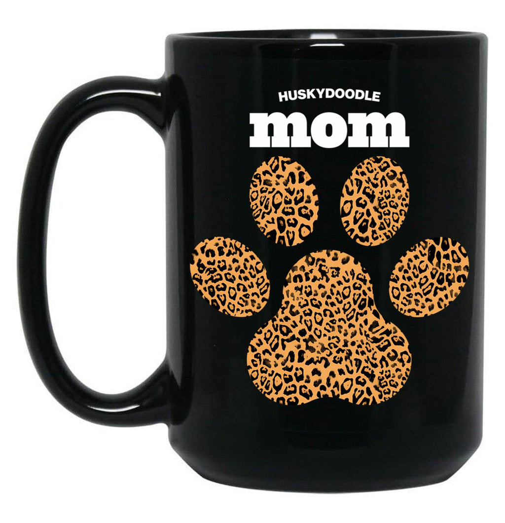 Huskydoodle Mom Cute Leopard Print Dog Paw For Dog Moms Fur Mamas Petpuppy Lovers Black Gift Coffee Mug
