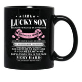 I Am A Lucky Son Because I'M Raised By A Freaking Awesome Mom Mother'S Day Black Coffee Mug, Gift Coffee Mug - Black