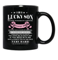 I Am A Lucky Son Because I'M Raised By A Freaking Awesome Mom Mother'S Day Black Gift Coffee Mug - Black